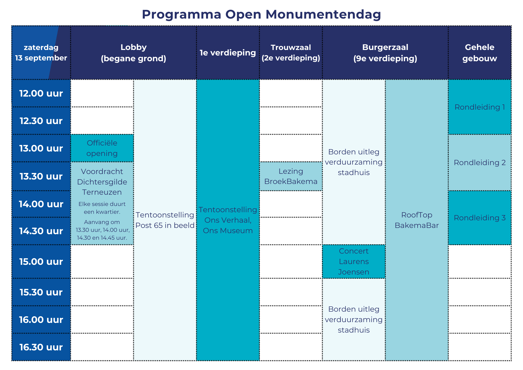 Tijdschema zaterdag