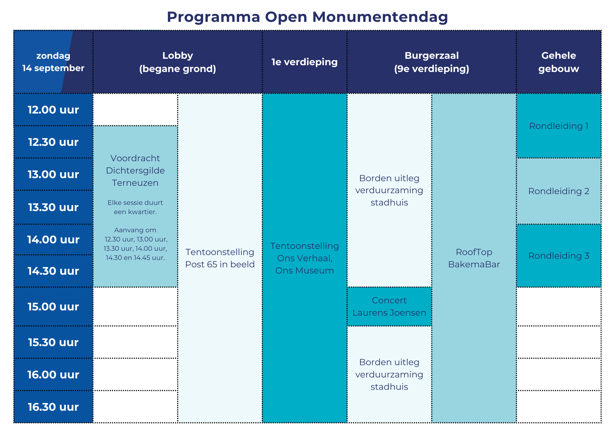 Tijdschema zondag